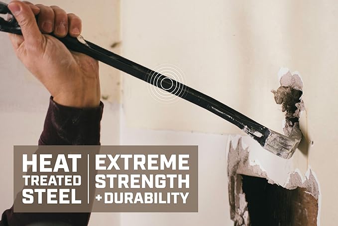 Spec Ops Tools 18" Flat Pry Bar Crowbar, Lightweight Skeletonized Design, Teardrop Nail Puller, High-Carbon Steel