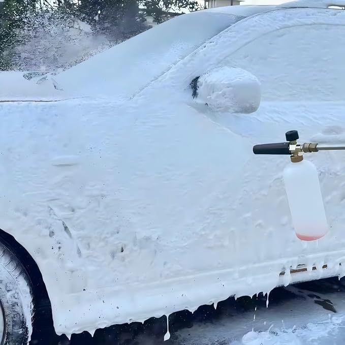 Foam Cannon for Pressure Washer- 1L Bottle Car Wash Foam Cannon Lance- Adjustable Pressure Washer Soap Dispenser for Car Washing- 1/4” QC Fitting