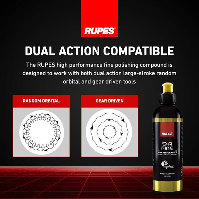 RUPES 9.DAFINE250 Pack of 1 250 ml Yellow D-A Fine High Performance Polishing Compound for Car Detailing & Removing Scratches| Removes Fine Defects | Micro-Abrasive Technology | Removes Swirl Marks