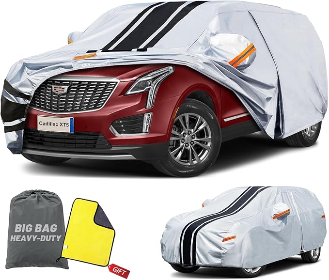 SUV Car Cover Custom Fit for Cadillac XT5 (2016-2025), Waterproof All Weather for Automobiles Full Exterior Cover Rain Sun Snow UV Protector.