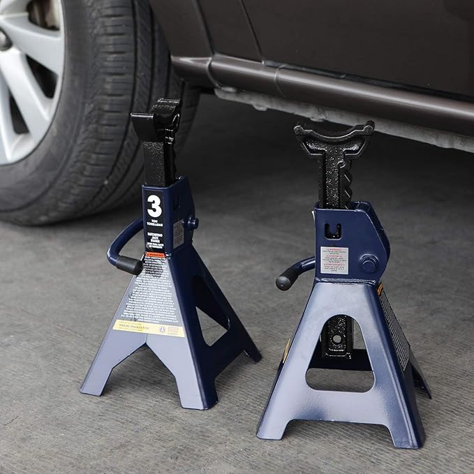 TCE 3 Ton (6,600 LBs) Jack Stands, with Adjustable Lock Car Jack Stand, Fit for Vehicle, Blue, 1 Pair