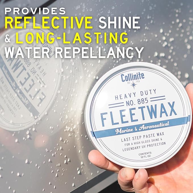 Collinite 885 Fleetwax-Marine & RV Heavy Duty Carnauba+Polymer Wax Sealant-Ultra Durable, Long-Lasting Fiberglass Protection. Provides High Gloss Shine + UV Protection + Prevents Oxidation 885 2 Pack