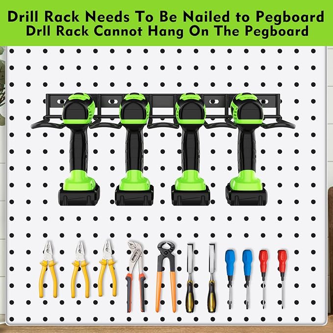 ENONCI 2 Pack Power Tool Organzier Wall Mount, Thicked Heavy Duty Drill Holder, Drill Storage Rack Organizer for Dewalt Milwaukee Ryobi Cordless Tools