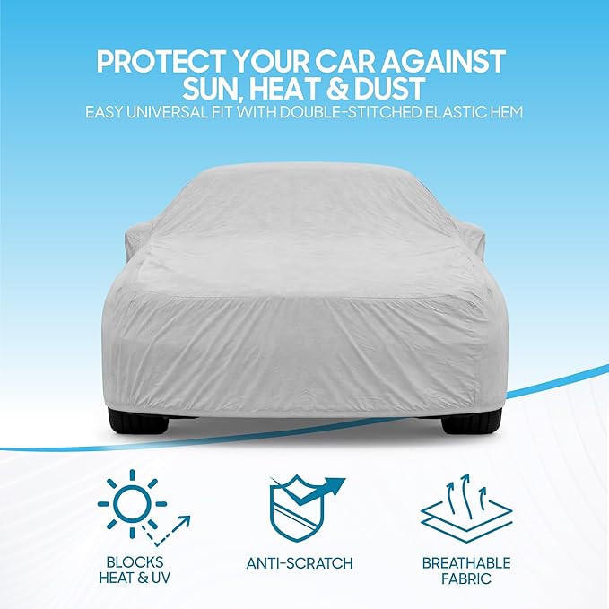 BDK Universal Fit Water Resistant All Weather Indoor Outdoor Car Cover for Sedan SUV Auto Vehicle - Protect from UV Light, Rain, Snow, Dust, Debris, Pollen, Tree Sap & More - Large 190L x 70W x 50H