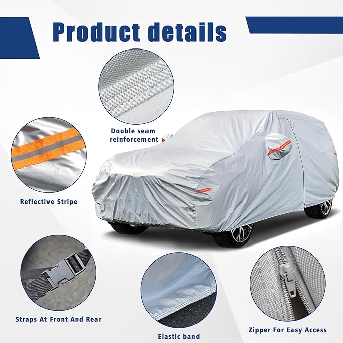 Kayme 6 Layers SUV Car Cover Custom Fit for Mazda CX-5 CX5 CX50 CX-50(2012-2025) Waterproof All Weather for Automobiles, Outdoor Full Cover Rain Sun UV Protection.Silver