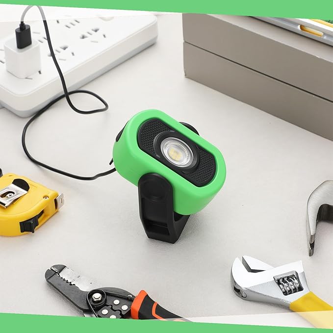 Retisee 3 Pack 780 Lumens Magnetic Work Light USB Rechargeable LED Flashlight Portable Inspection Light for Car Repair Emergency Lighting Mechanics Workshop (Green-3PK)