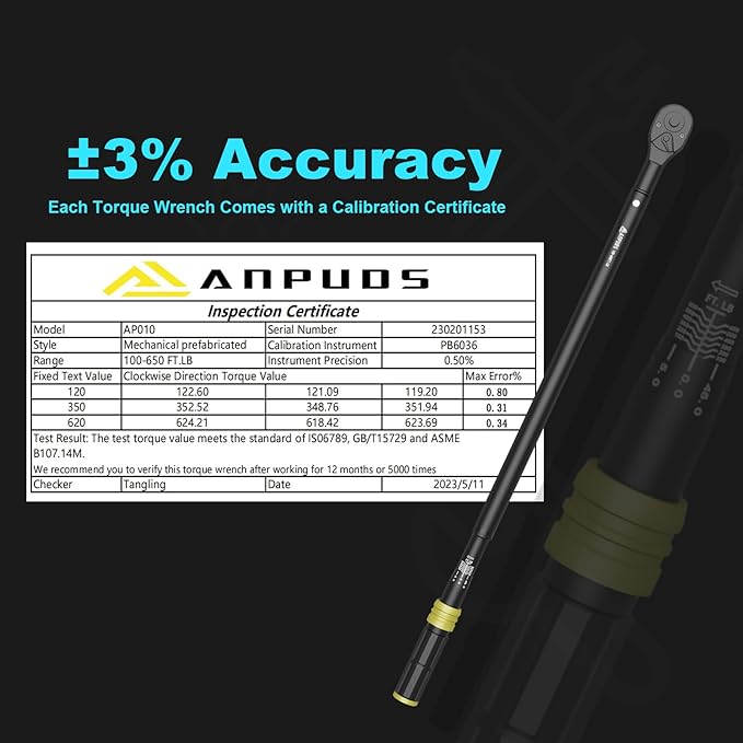 3/4-Inch Drive Click Torque Wrench, 100-650 Ft-Lb/135.5-880.8 Nm with Dual-Direction, 48-Tooth, Dual Range Scales, Quick Release Reversible Head Torque Wrench for Car, Truck, Tractor