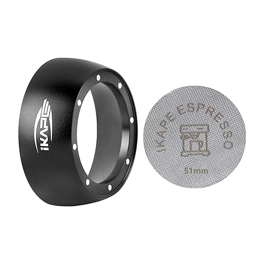 IKAPE Dosing Funnel Set Black, 51MM Espresso Dosing Ring & Puck Screen Kit Compatible with 51 mm Bottomless Portafilter