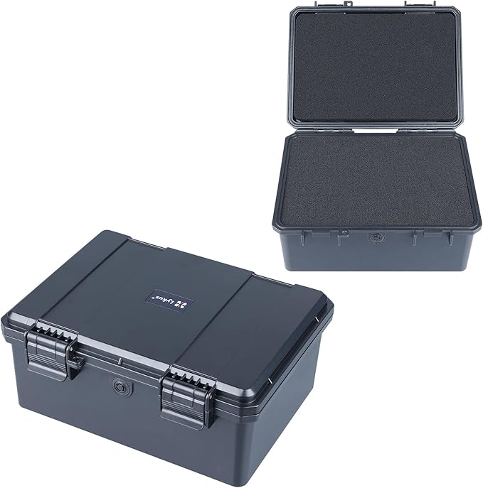 Lykus HC-2130 Mini Hard Case Dry Box with Foam Insert, Interior Size 8.3x5.9x3.7 in, IP66 Splash-Proof, Suitable for Cellphones, Tools, Small Devices and More
