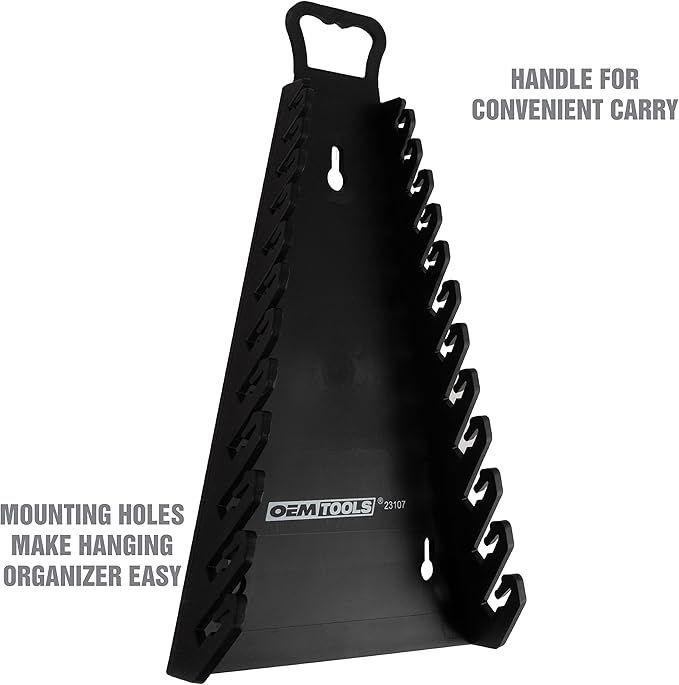 OEMTOOLS 23107 Reverse Wrench Organizer With Handle, For Shop, Garage, Or Tool Box, Organizers And Storage for Convenient Carrying, Case For Wrenches Or Pegboard Tool Holder, 13.8 Inches, Black