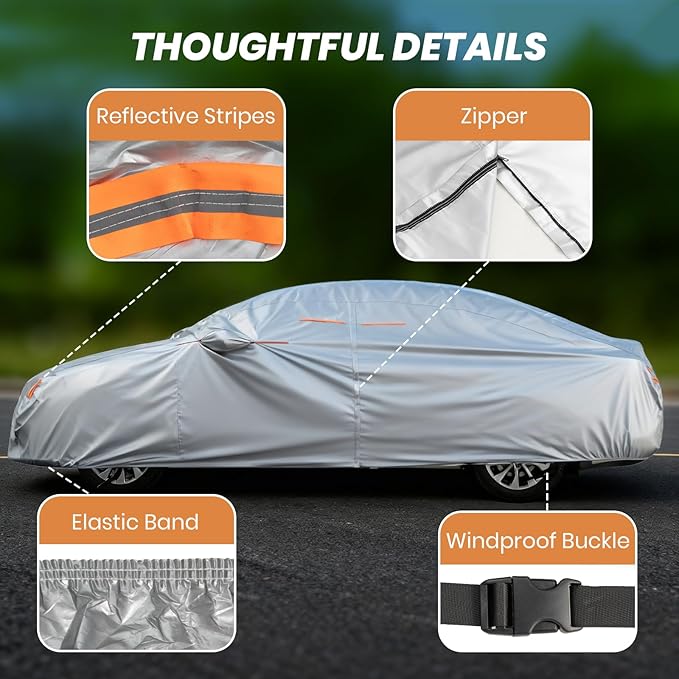Favoto SUV Car Cover for Automobiles - All Weather Waterproof Outdoor UV Rain Snow Protection 210D Oxford with Air Vent Breathable Full Exterior Covers Universal Fit for SUV (185-195 inch)