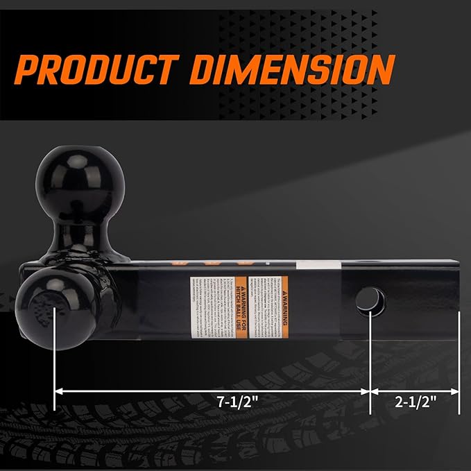 METOWARE Trailer Hitch Tri Ball Mount with 5/8" Hitch Lock, 1-7/8 Inch, 2 Inch and 2-5/16 Inch Tri Ball Hitch Fit 2 Inch Receiver, Hollow Shank Tow Hitch, Black