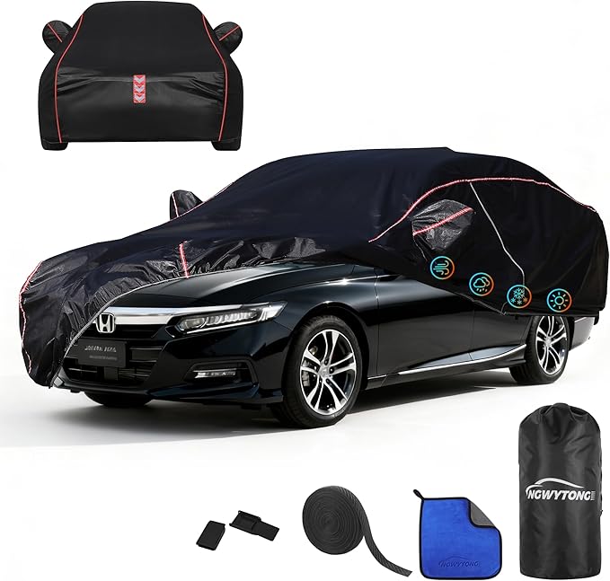 Car Cover for Honda Accord 2001-2025,All-Around Fastening 60s Quick-Install, 4 Upgrades for Car Cover Waterproof All Weather