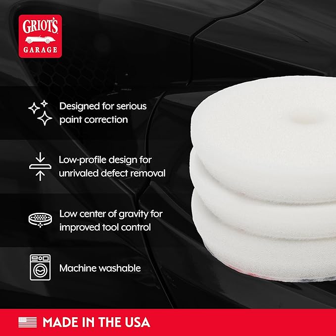 Griot's Garage BOSS 3" Fast Correcting Foam Pads for Car Polishing and Detailing, Buffing Pads for Moderate to Severe Scratch Removal, Set of 3