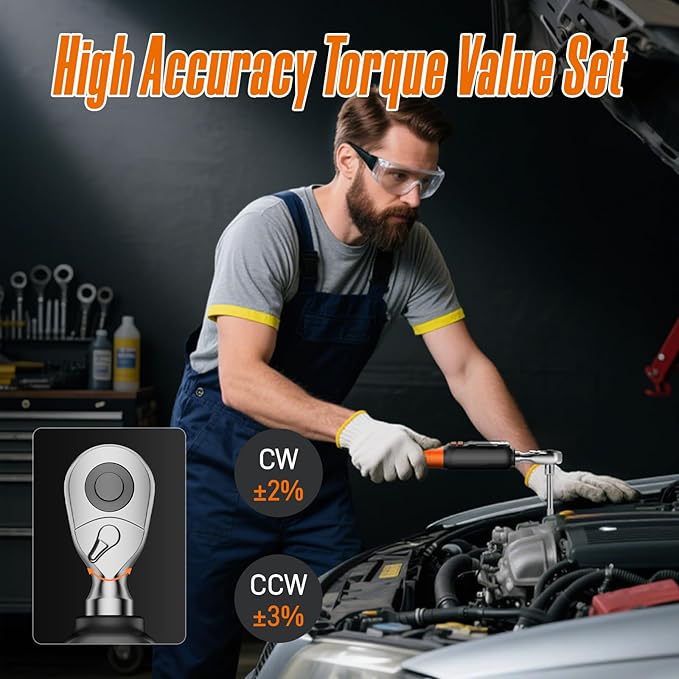 Digital Torque Wrench 0.44-8.8 Ft.lb/0.6-12 Nm, 1/4" Drive In lb Torque Wrench Set with Buzzer & LCD Indicator Electronic Rachet Torque Wrench for Bike Motor Car Auto Repair