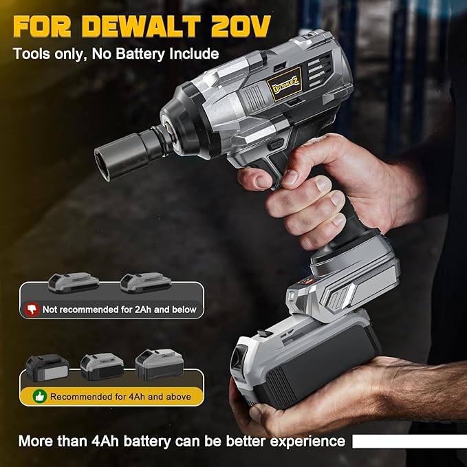 DIYtoolifz Cordless Impact Wrench 1/2 inch for Dewalt 20v Battery, 1000FT-LBS(1360N.m) Brushless Electric Impact Gun, High Torque Power Impact Driver with 6Pcs Sockets & Storage Case (Tool Only)