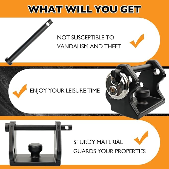 HQPASFY Trailer Hitch Lock with Keyed Padlock and Pin, Fits Over 2" to 2-5/16" Couplers - Model TL-33 - Black