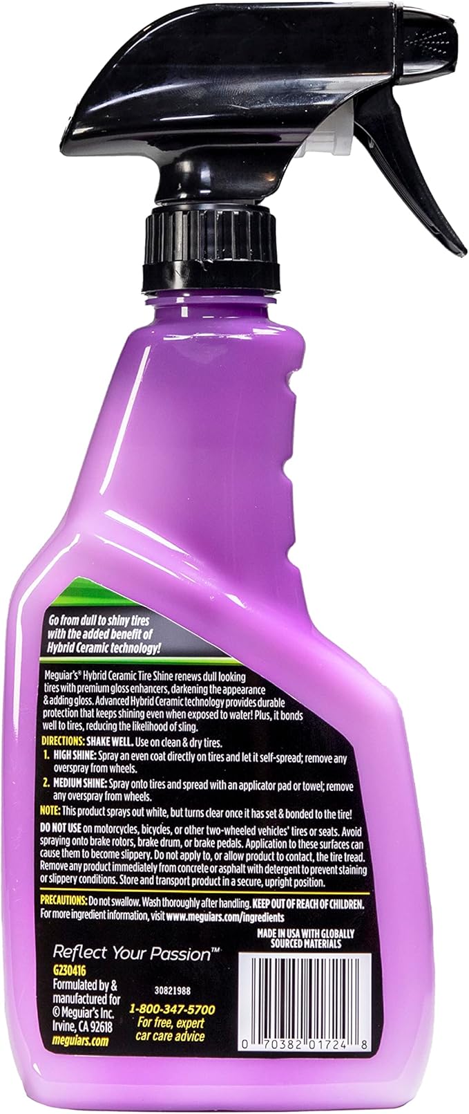Meguiar's Hybrid Ceramic Tire Shine - Long-Lasting Shine That's Durable & Water-Resistant Hybrid Ceramic Technology - 16 Oz Spray