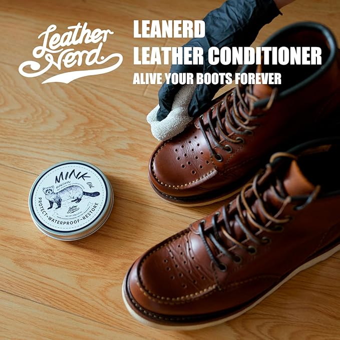 Mink Oil Leather Conditioner Cleaner for Leather Boots, Mink Oil Kit 4.23 Oz with Sponge, All-Natural Waterproof Soften and Restore Shoe, Boot, Saddle, Jacket, Purse, Glove, Vinyl and Leather Products