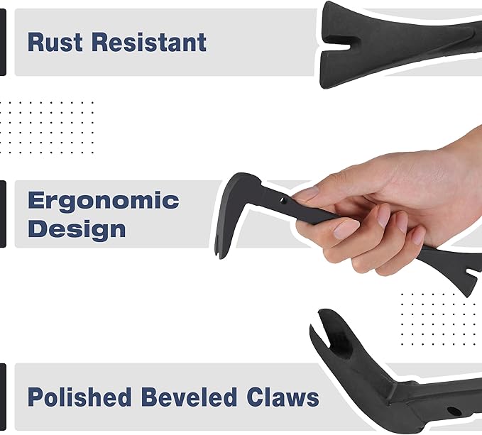 Bates- Cats Paw Nail Puller, 8-Inch, Pry Bar, Mini Pry Bar, Small Pry Bar, Flat Pry Bar, Pry Bars, Tool Pry Bar, Hammer Pry Bar, Crowbar, Nail Puller Tool, Cat Paw, Crowbar Tool, Mini Crowbar