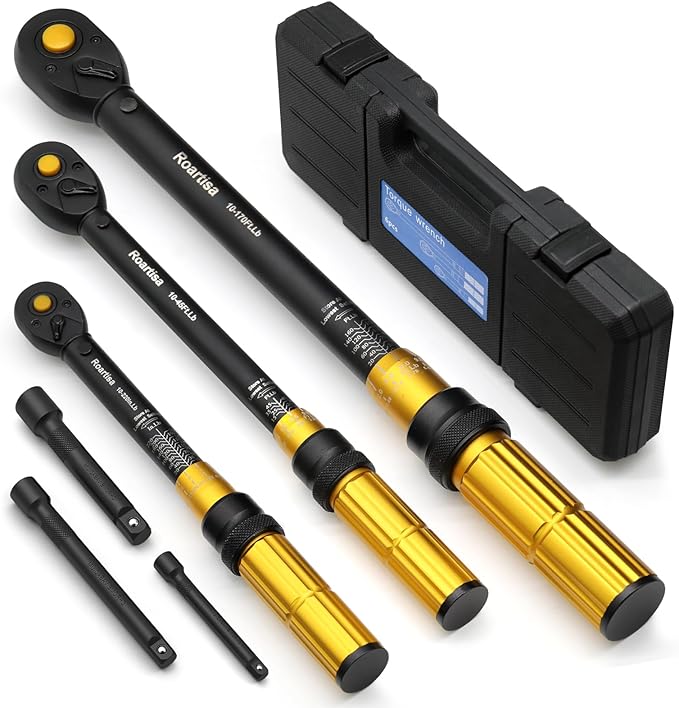 6PCS Torque Wrench Set - 1/4 & 3/8 & 1/2-Inch Drive Click Torque Wrenches - ±3% Accuracy Dual-Scales 72 Teeth Dual-Direction Adjustable Torque Wrench for Bicycle, Motorcycle, Car Maintenance