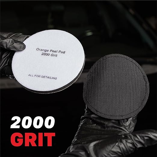 Maxshine 3" Universal 2-Pack 2000 Grit Black Denim Orange Peel Remover Polishing Pads – Hook & Loop for Easy Attachment – Professional Pad for Paint Texture Leveling & Detailing
