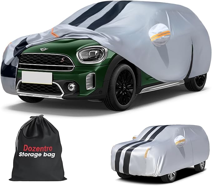 Multi-Layer Car Cover Custom Fit for Mini Countryman(2010-2026), 100% Waterproof All Weather for Automobiles, Gift with Towel, Heavy Duty Car Covers for Rain Sun UV Protection with Door Zipper