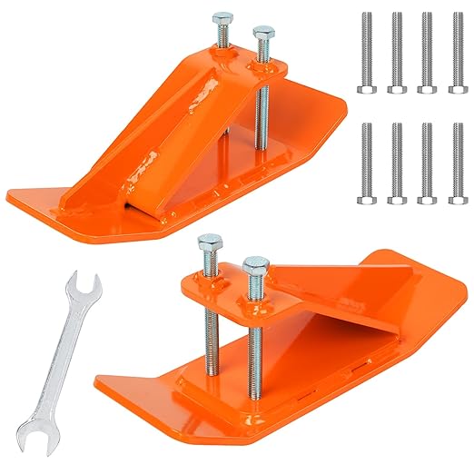 Tractor Bucket Protector, 2Pcs Ski Edge Protector, Turf Tamer Skid Protector with Double Lock Nuts and Bolts, Heavy Duty Steel Bucket Attachment for Snow Leaves Removal (2Pack - Orange)