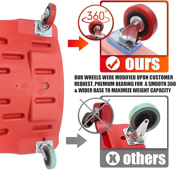 BESTOOL 40Inches Mechanic Creeper，Heavy-Duty Automotive Garage Creeper with Durable Casters, Low-Profile Design, LED Working Lights