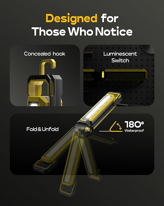 Mechanics Work Light, Under Hood Working Light Bar with Magnetic, 5600AH 3600LM Portable Cordless Work Light for mechanic, Job Site Lighting for Underhood/Mechanic/Car Repairing/Garage -Yellow