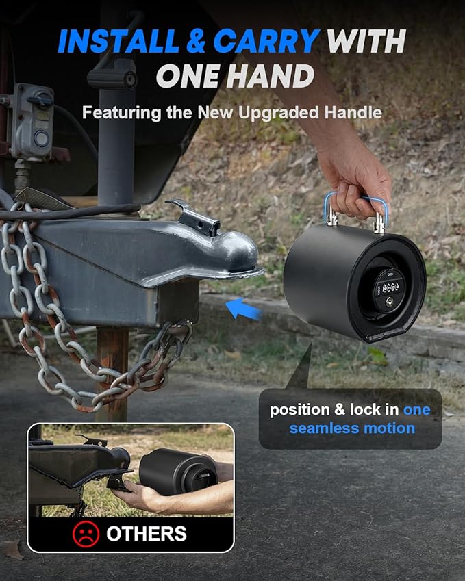 Kohree Keyless Trailer Lock Heavy Duty, 2-5/16" Trailer Hitch Coupler Lock, Anti-Theft Steel Combination Tongue Lock with Handle Easy Install for RV, Boat, Camper, Caravan