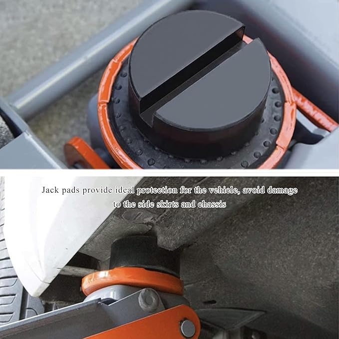 4 PCS Rubber Jack Pads, Universal Heavy Duty Slotted Floor Jack Pad Adapter, Vehicle Pinch Weld Side Frame Rail Protector Pad, Lift Protection Tool Car Accessories
