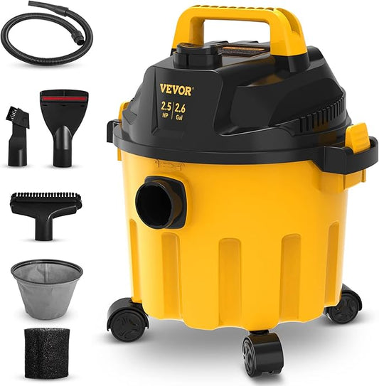 VEVOR 2.6 Gallon Wet Dry Vacuum with Blowing Function, POWERTEC 10 Ft. Dust Collection Hose Kit with 5 Fittings for Woodworking Power Tools Home and Wet/Dry Shop Vacuums Bundle