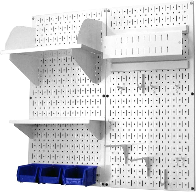 Wall Control Craft & Hobby Pegboard Organizer Storage Kit with White Pegboard and White Accessories