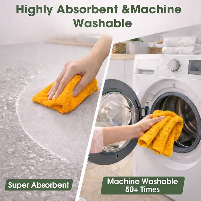 Microfiber Cleaning Cloth Roll–100 Pack, Tear Away Microfiber Towels, Reusable, Washable, Scratch-Free, Kitchen Towels for Car, Home, Kitchen, Glass, Dishes(Tangerine Yellow)