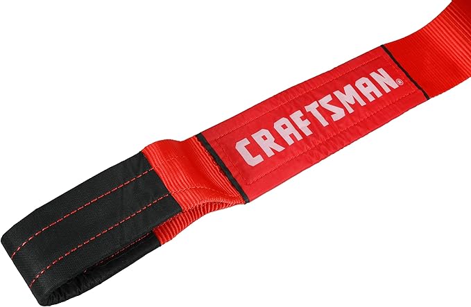 Craftsman CMXAZBS2003 Black/Red 4” x 30’ Heavy-Duty Recovery Tow Strap with Loop Ends - 6,666 lb Safe Wortking Load / 20,000 lb Break Strength