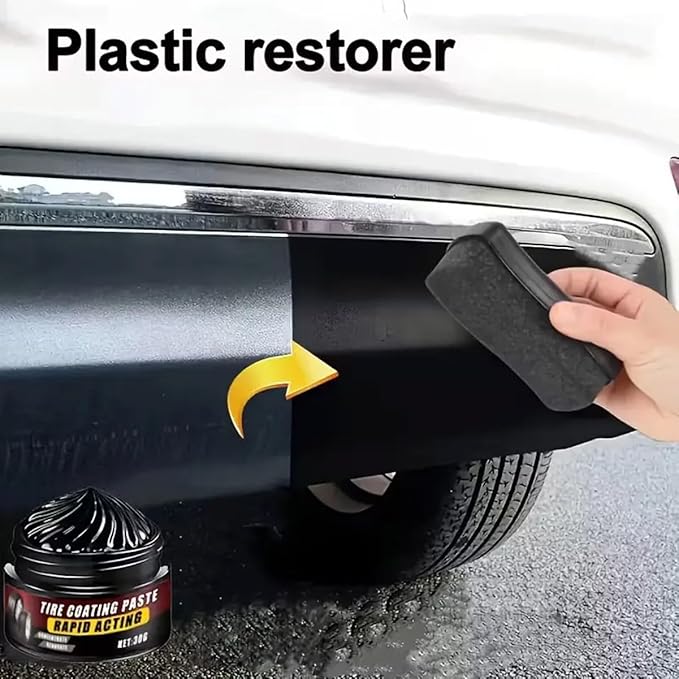 Premium Tire Coating & Trim Restorer, Tire Coating Paste, Long-Lasting Ceramic Coating & UV Protection, Bring Back the Original Deep Black Shine to Rubber and Plastic ﻿(1pc)