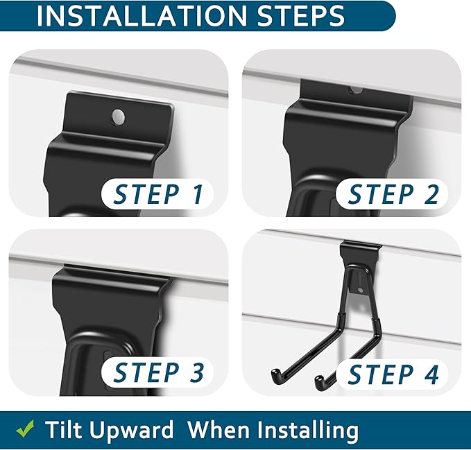 klasit Slatwall Hooks Black 20Pack Firmly and Durable Slatwall Accessories,Perfect for Organizing Garden Tools and Heavy Duty Tools and Garage Hooks Organize Your Space Efficiently