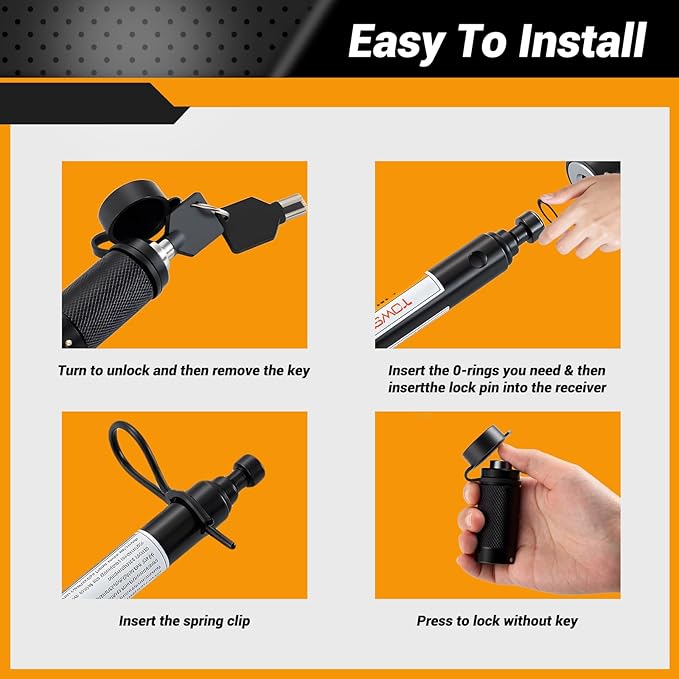 5/8" Trailer Hitch Lock Set with 90mm Span,Trailer Receiver Lock for Class III IV 2"& 2-1/2" 3" Receivers,Tow Hitch Lock with Keys for Trailer, Truck, Car, Boat, 2 Pack