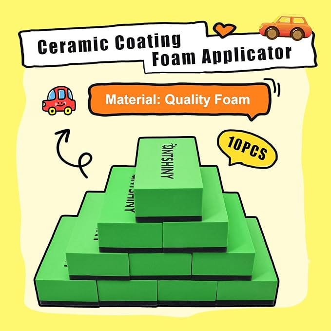 Ceramic Coating Applicator Sponges Block,Car Detailing Coat applicator Sponge Pads Kit,(10, Green)