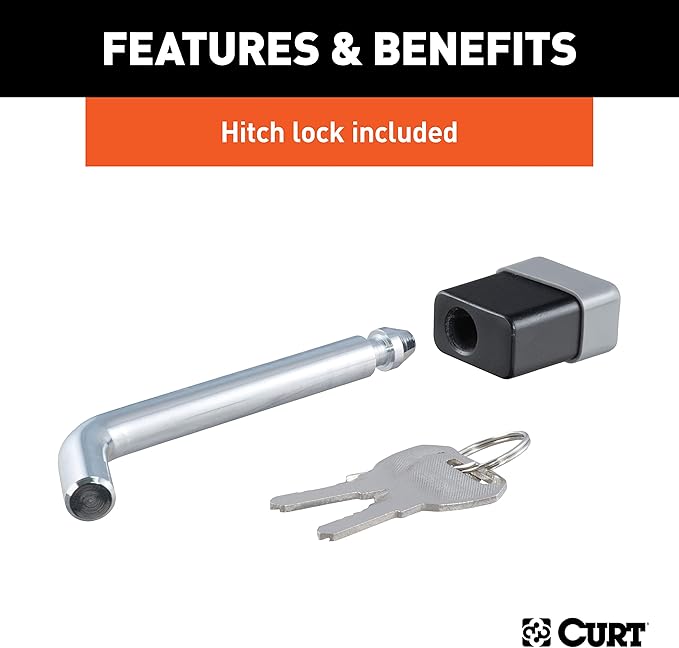 CURT 45141 Trailer Hitch Mount, 2-Inch Ball, Lock, Fits 2-In Receiver, 7,500 lbs, 2" Drop