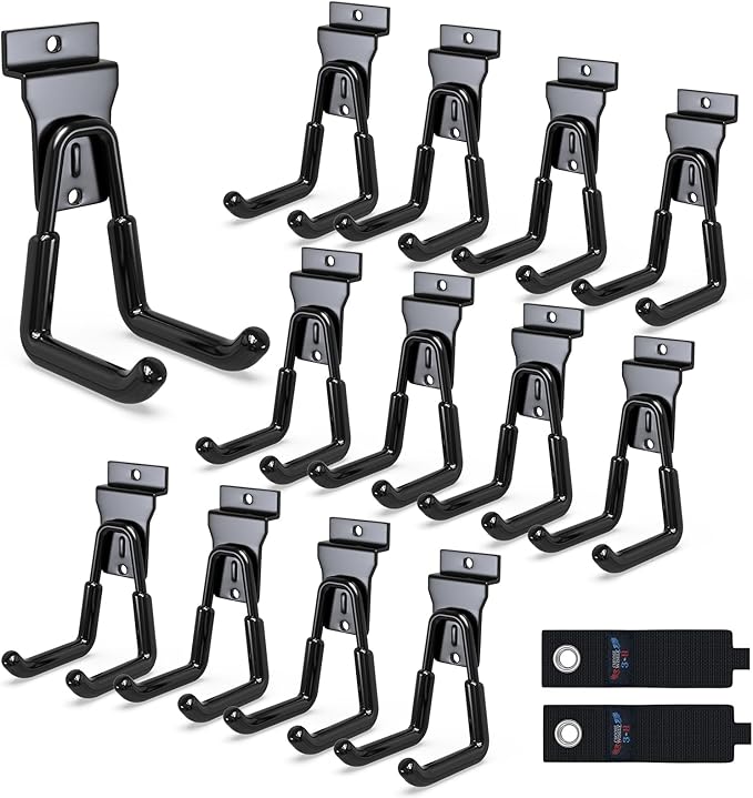 3-H Slat Wall Hooks 12 Pack 4.5 Inch U Shape,Heavy Duty Slot Board Hangers, Slat Wall Display Hooks for Garage Organization Retail Store Garden Tools Storage Panel Accessories (Black)