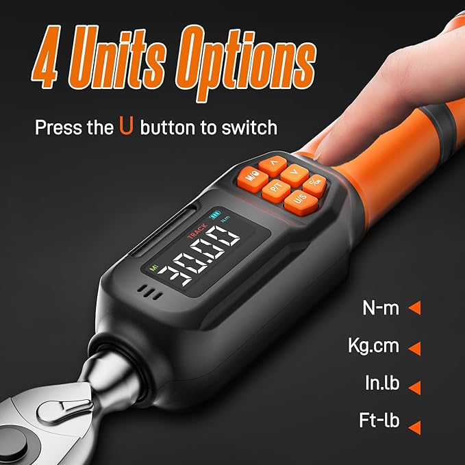 Digital Torque Wrench Set, 1.1-22.1 Ft.lb/1.5-30 Nm, 1/4" Drive Inch Pound Bike Torque Wrench Electronic with Buzzer & LCD Indicator for Bicycle E-bike Motorcycle