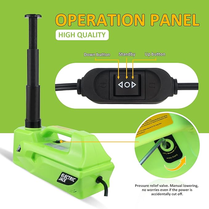 Electric Car Jack 5Ton 12V Hydraulic Car Jack Lift (Lifting Range: 6.1~17.7 inch) Built-in Safety Hammer, and LED Light for SUV MPV Sedan Truck Change Tires Garage Repair