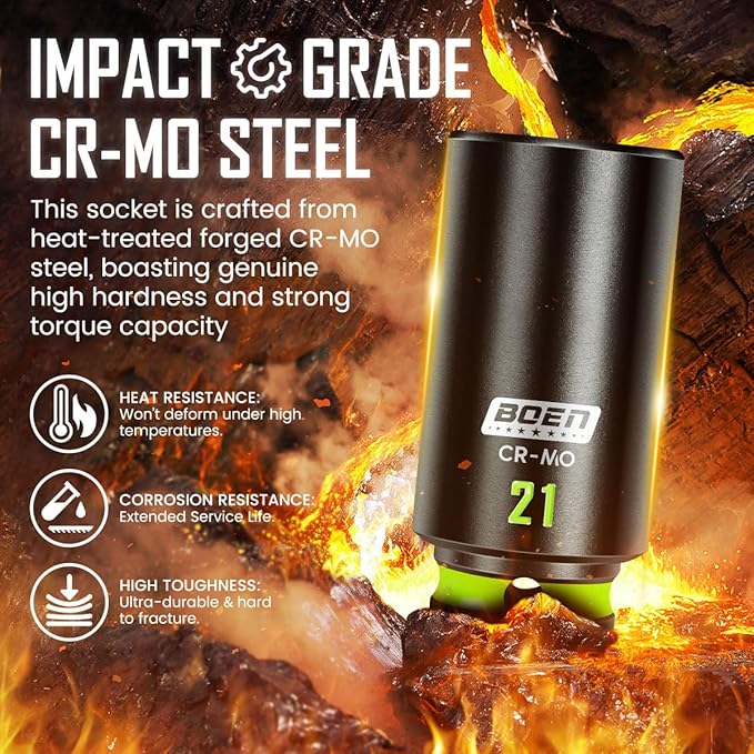 BOEN Pro 80-Pieces 1/2" & 3/8" Drive Master Impact Socket Set, 6 Point Metric Deep & Shallow Sockets (8-32mm), Cr-Mo, Includes 1/2" Drive 90-Tooth Ratchet Wrench for High-Torque Applications