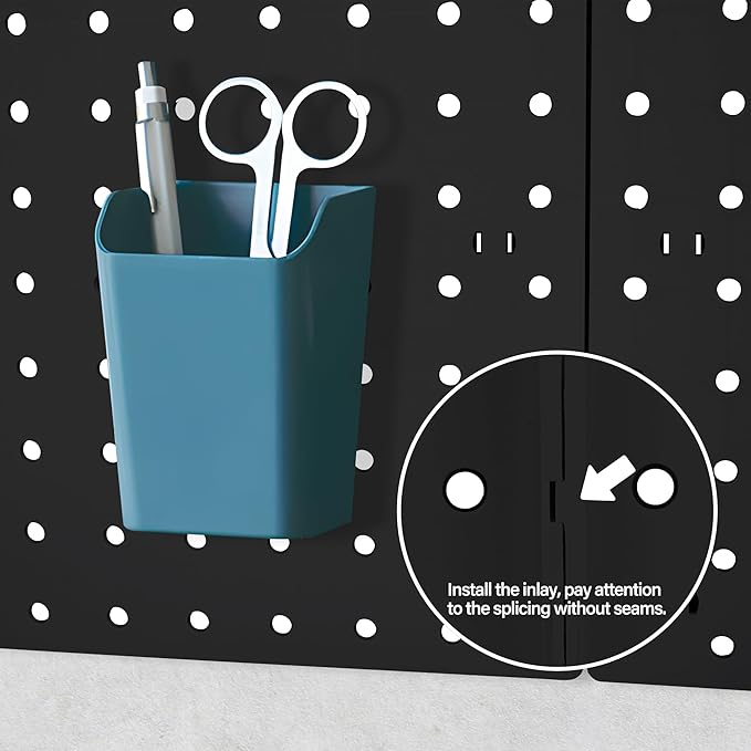 Peg Board Wall Organizer Panels - 6Pcs Black ABS Pegboard Wall Mount for Home, Craft Room, Garage, Kitchen, Workshop, Tool Organization, 10*10in (No Hooks and Bins)