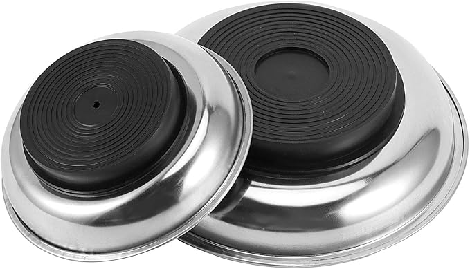 ZOENHOU 10 PCS 4” 6” Round Magnetic Tray, Stainless Steel Magnet Parts Tools Trays Parts Screw Holder Metal Collector for Mechanics Hobbyists Woodworker