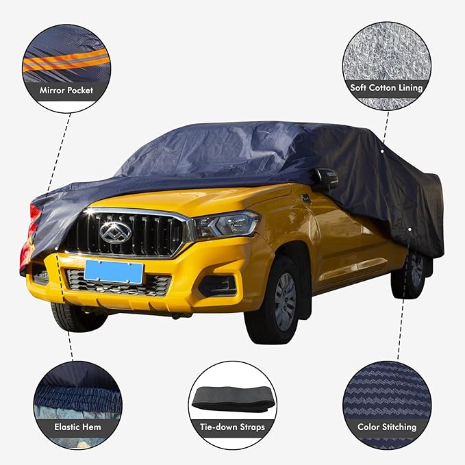 Truck Cover Waterproof All Weather for Automobiles, 6 Layers Outdoor Full Exterior Cover Rain Sun UV Snowproof Protection (Length Up to 228 inch)