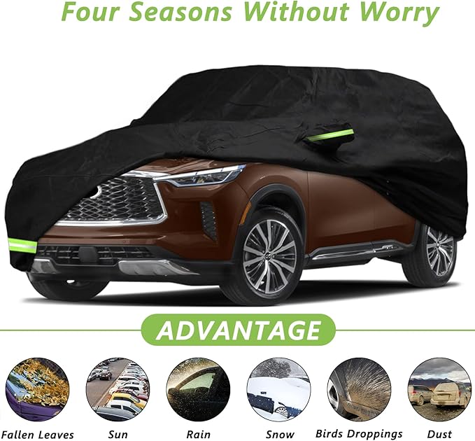 YIXIN Waterproof Car Cover for 2014-2026 Infiniti QX80 Car Cover Custom Fit 100% Waterproof Windproof Strap & Single Door Zipper Bands for Snow Rain Dust Hail Protection