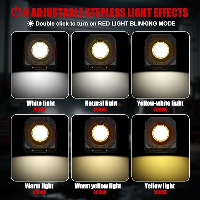 SUNPRO Magnetic Work Light Rechargeable, Portable FloodLight with Hook, Stepless Dimmable for Camping Car Repairing Emergency Job Site Lighting(2, Grey)